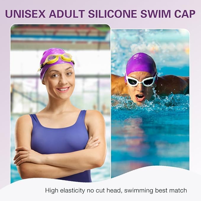 ZOTO Premium Silicone Swimming Cap in Purple - Image 5
