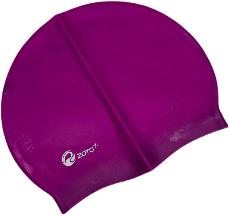 ZOTO Premium Silicone Swimming Cap in Purple - Image 1