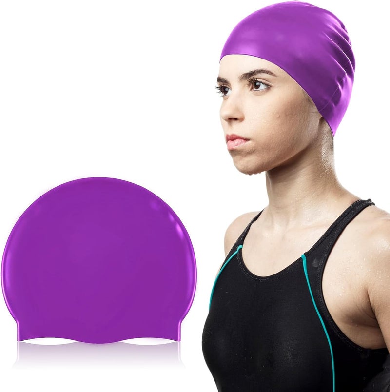 ZOTO Premium Silicone Swimming Cap in Purple - Image 3