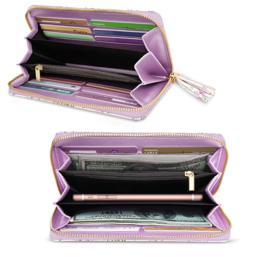 Coco Rossi Women Wallets Multi Card Case Wallet Clutch Wallet Card Holder Organizer Ladies Purse Tassel Wrist Strap Purse,White Daisy - Image 2