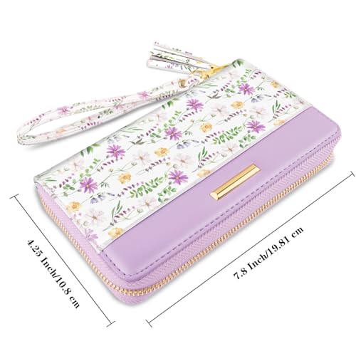 Coco Rossi Women Wallets Multi Card Case Wallet Clutch Wallet Card Holder Organizer Ladies Purse Tassel Wrist Strap Purse,White Daisy - Image 3