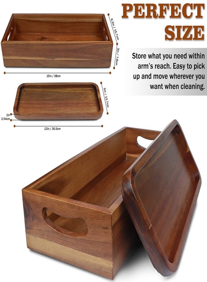 DEMIGO Handmade Toilet Tank Basket Topper & Vanity Tray Set of Natural Acacia Wood by DEMIGO, Created by Skilled Artisans, Smooth, Durable, Attractive Decor for Bathroom, Kitchen, Home, Spa - Image 2