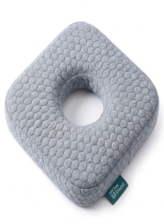 TEXSTEAD Ear Pillow with Ear Piercing for Side Sleeping, Ear Hole Memory Foam Donut Pillows for Ear Pain CNH Earring Pierced Pillow, Square, Gray - Image 1