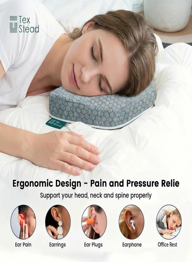 TEXSTEAD Ear Pillow with Ear Piercing for Side Sleeping, Ear Hole Memory Foam Donut Pillows for Ear Pain CNH Earring Pierced Pillow, Square, Gray - Image 3