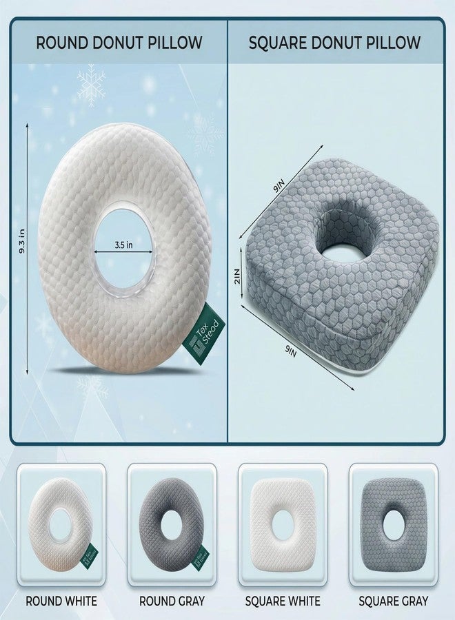 TEXSTEAD Ear Pillow with Ear Piercing for Side Sleeping, Ear Hole Memory Foam Donut Pillows for Ear Pain CNH Earring Pierced Pillow, Square, Gray - Image 4