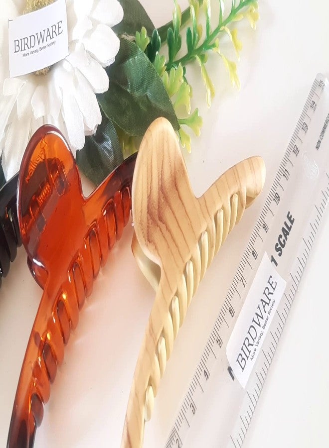 بيردوير مشابك شعر كبيرة الحجم من بيردوير للنساء، مصنوعة من حجر الأكريليك المستورد على شكل فراشة (عبوة من 3 قطع، بيج ميرشي) - Image 2