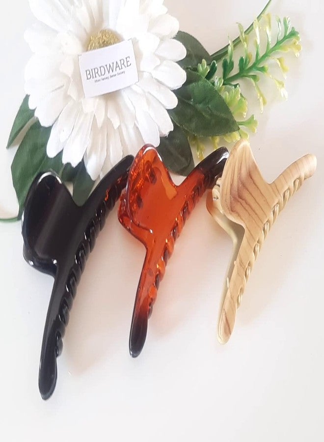 بيردوير مشابك شعر كبيرة الحجم من بيردوير للنساء، مصنوعة من حجر الأكريليك المستورد على شكل فراشة (عبوة من 3 قطع، بيج ميرشي) - Image 3