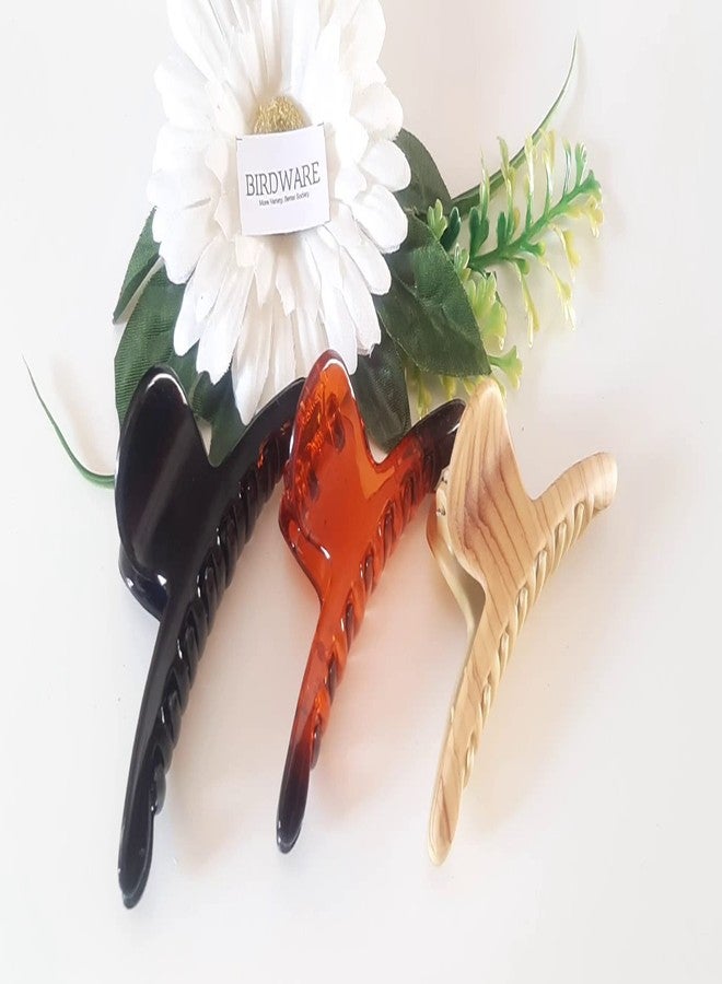 بيردوير مشابك شعر كبيرة الحجم من بيردوير للنساء، مصنوعة من حجر الأكريليك المستورد على شكل فراشة (عبوة من 3 قطع، بيج ميرشي) - Image 4