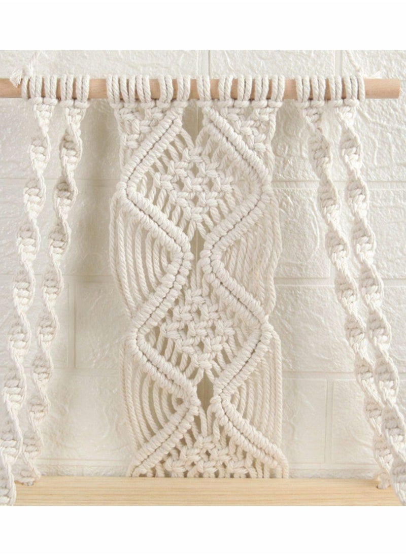 Excefore - Wall Hanging Shelf Boho Decor Wood Floating Shelf for Bedroom Living Room Nursery Bathroom, Handmade Woven Rope Storage Rack for Photo Frames Plant Display - Image 1