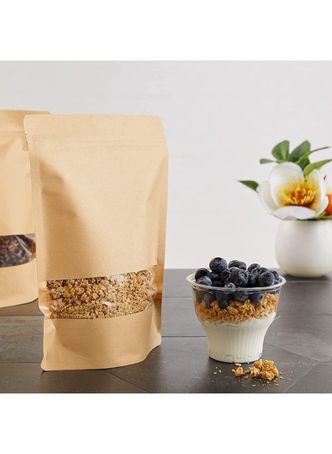 DCGPAC, Kraft, with window, Zip Lock, Stand up, Pouches Resealable, Smell-Proof Pouches, Perfect for Food & Product Packaging 10Pcs/Pack (6in x 9in) (250-400g) - Image 1