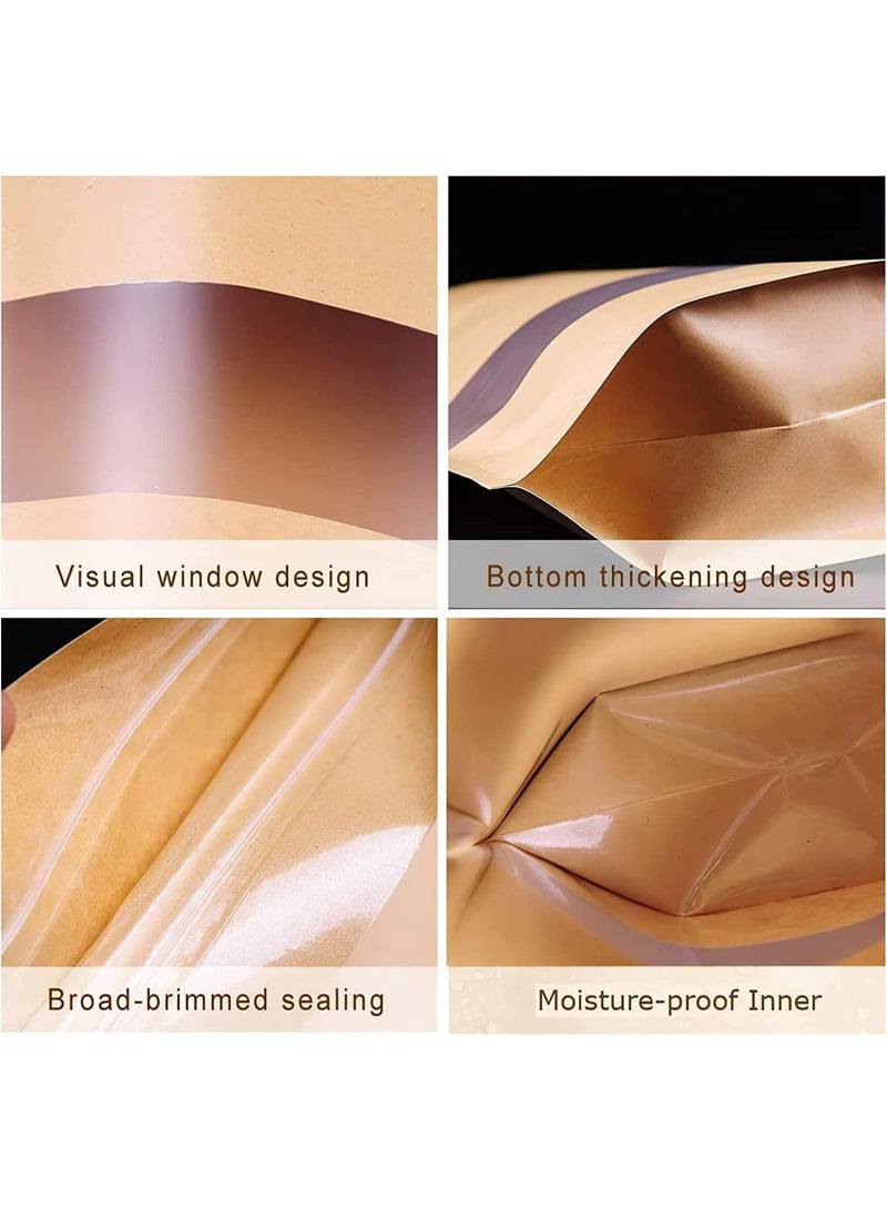 DCGPAC, Kraft, with window, Zip Lock, Stand up, Pouches Resealable, Smell-Proof Pouches, Perfect for Food & Product Packaging 10Pcs/Pack (6in x 9in) (250-400g) - Image 2