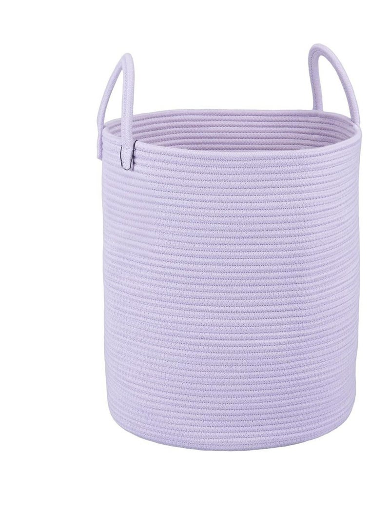 Rope Laundry Basket Hamper For Clothes Woven Storage Basket For Living Room Bedroom Boho Tall Rope Baskets For Blanket Toys Pillow Towels Baby Nursery Hamper Bin Large (Purple Or Lavender) - Image 1