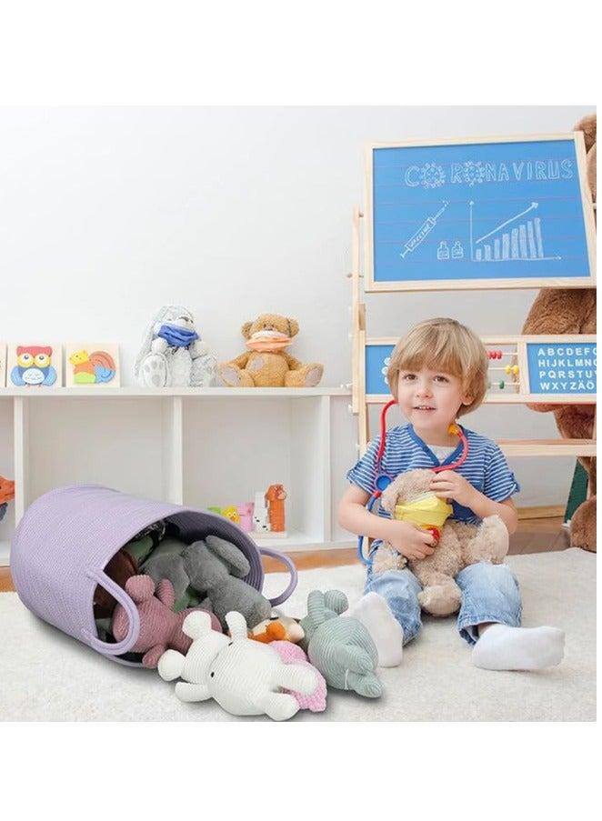 Rope Laundry Basket Hamper For Clothes Woven Storage Basket For Living Room Bedroom Boho Tall Rope Baskets For Blanket Toys Pillow Towels Baby Nursery Hamper Bin Large (Purple Or Lavender) - Image 4