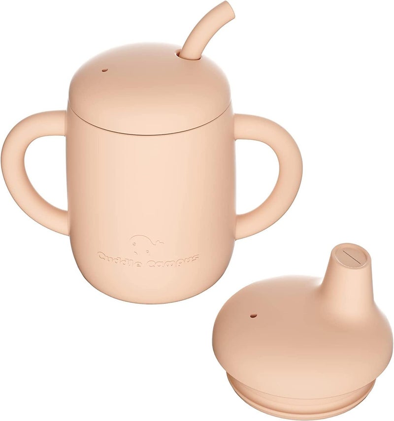 Cuddle Campus 4-in-1 Silicone Sippy Cup with Straw and Open Cup for Toddlers - 7 OZ - Image 1