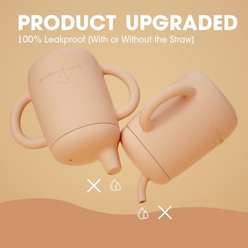 Cuddle Campus 4-in-1 Silicone Sippy Cup with Straw and Open Cup for Toddlers - 7 OZ - Image 3