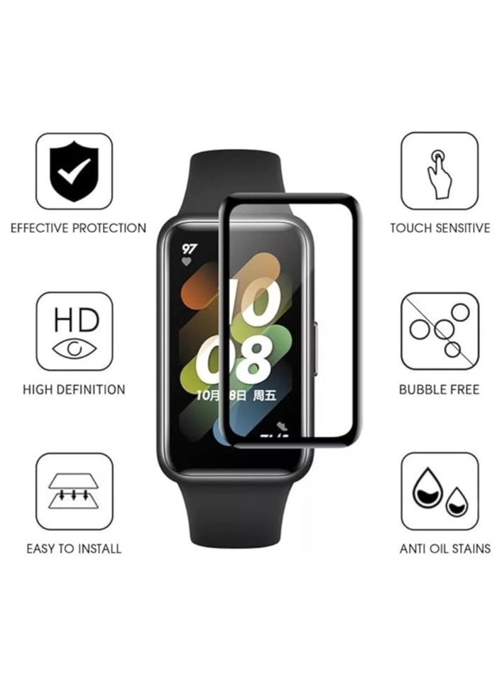Generic - Screen Protector Compatible with Huawei Band 7, 3D Soft Protective Film with Curved Edges [Anti-Scratch] [Bubble Free] [Extremely Shatter-Resistant] [Highly Sensitive] (Not Glass), Black - Image 1