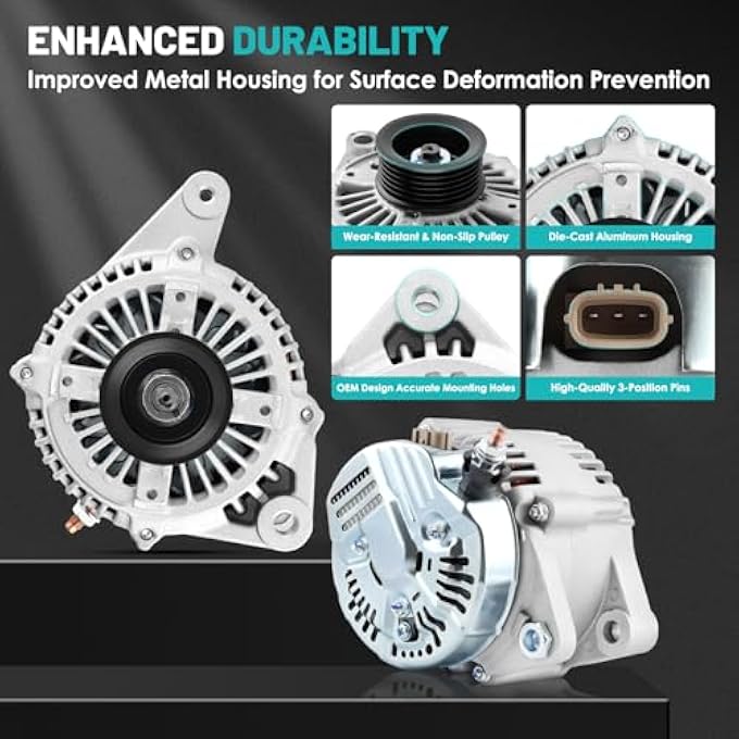 Farrme 13844 Car Alternators 12V 100 Amp, 6-Groove Pulley Fit for Lexus RX300 3.0L V6 1999-2003, for Toyota Highlander 3.0L V6 2001-2003 Automotive Replacement Alternators 101211-7840, AND0184 - Image 4
