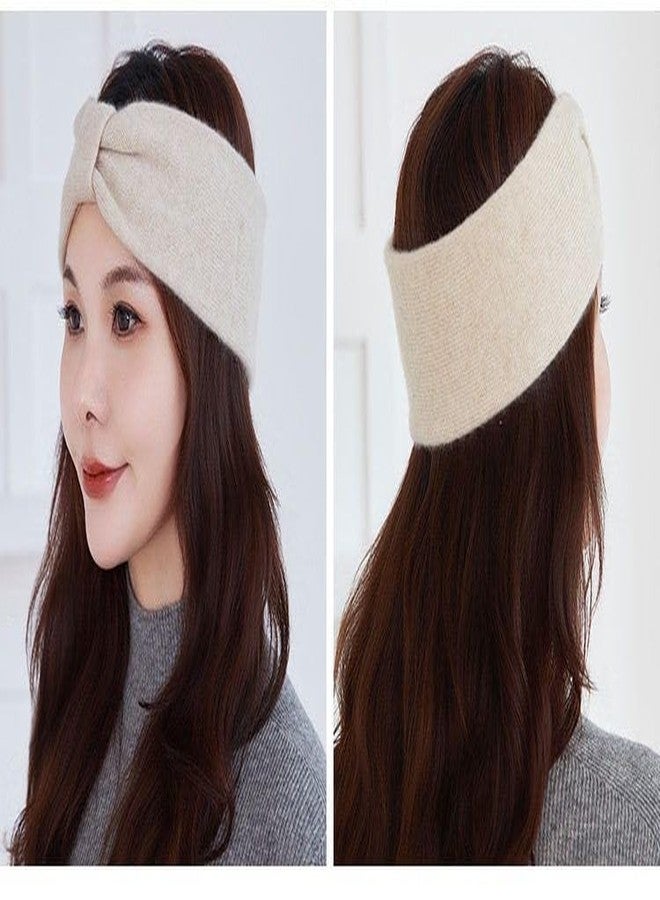 Richmen Soft Knot Woollen Knitted Warm Headband for Women Girls Stylish Cute Head Wrap Hairband Ear Warmer Hair Accessories for Winters Free Size (Beige) - Image 3