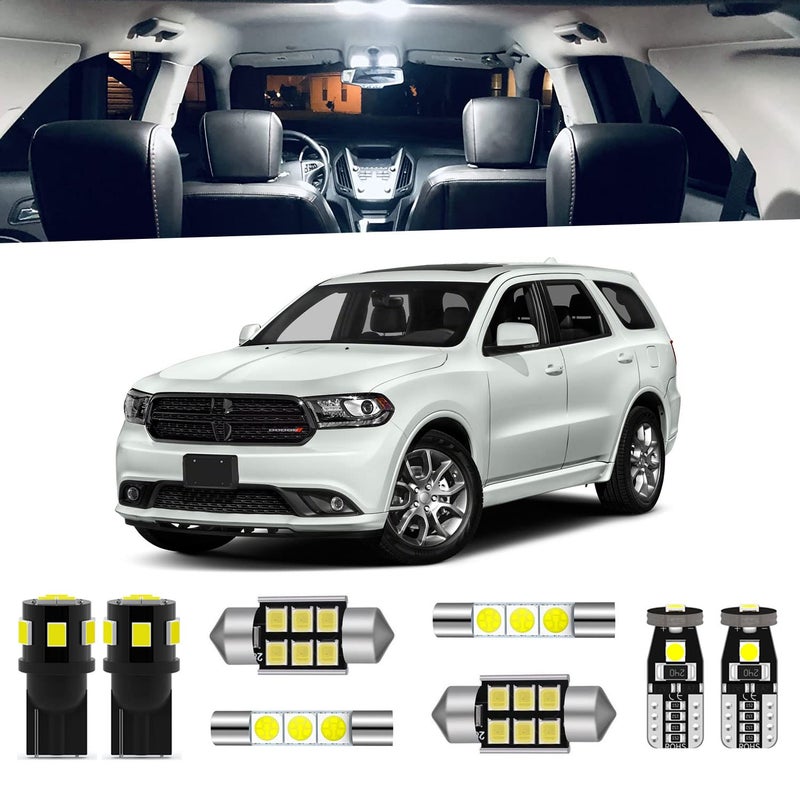 ENDPAGE 15-Pieces Durango LED Interior Light Kit Package for Dodge Durango 2011 2012 2013 2014 2015 2016 2017 2018 2019 2020 2021 White LED Lighting Package + License Plate Lights, Install Tool - Image 1