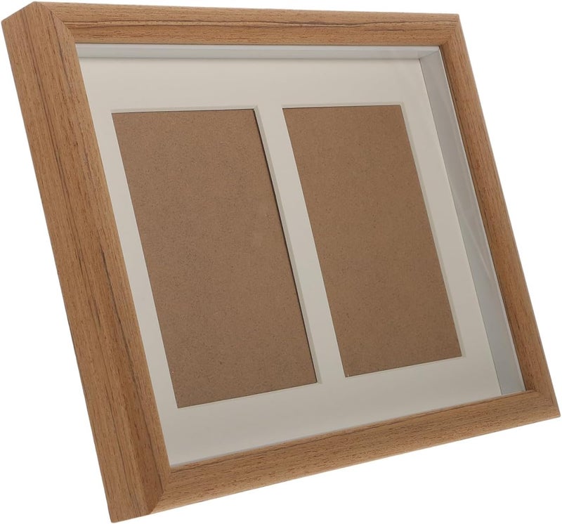 Wooden Picture Frame Set for 6x4 Photos, Teak Color Solid Wood Tabletop and Wall-mount Photo Holder Cardboard Insert, Rustic Bedroom Decor and Home Display - Image 5