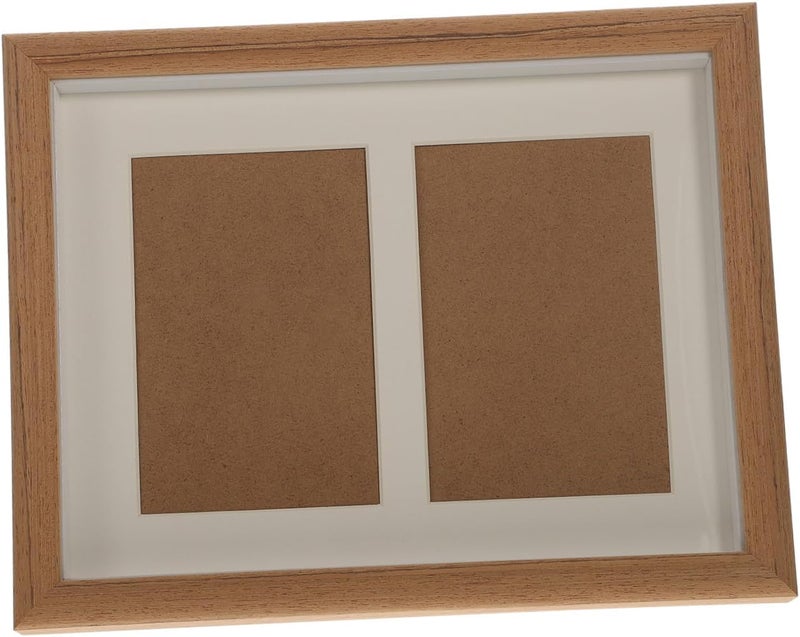 Wooden Picture Frame Set for 6x4 Photos, Teak Color Solid Wood Tabletop and Wall-mount Photo Holder Cardboard Insert, Rustic Bedroom Decor and Home Display - Image 1