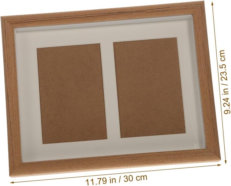 Wooden Picture Frame Set for 6x4 Photos, Teak Color Solid Wood Tabletop and Wall-mount Photo Holder Cardboard Insert, Rustic Bedroom Decor and Home Display - Image 2
