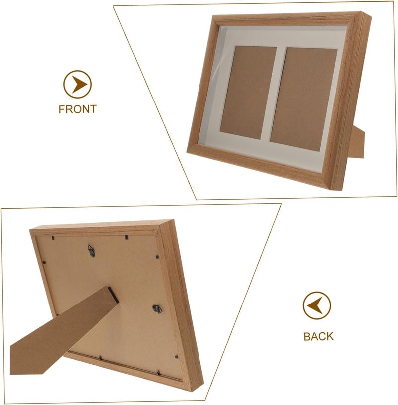 Wooden Picture Frame Set for 6x4 Photos, Teak Color Solid Wood Tabletop and Wall-mount Photo Holder Cardboard Insert, Rustic Bedroom Decor and Home Display - Image 3