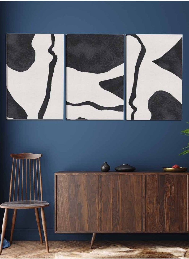 LOWHA Set Of 3 Framed Canvas Wall Arts Stretched Over Wooden Frame, Dark Abstract Paintings, For Home, Living Room, Office Decor  - Image 2