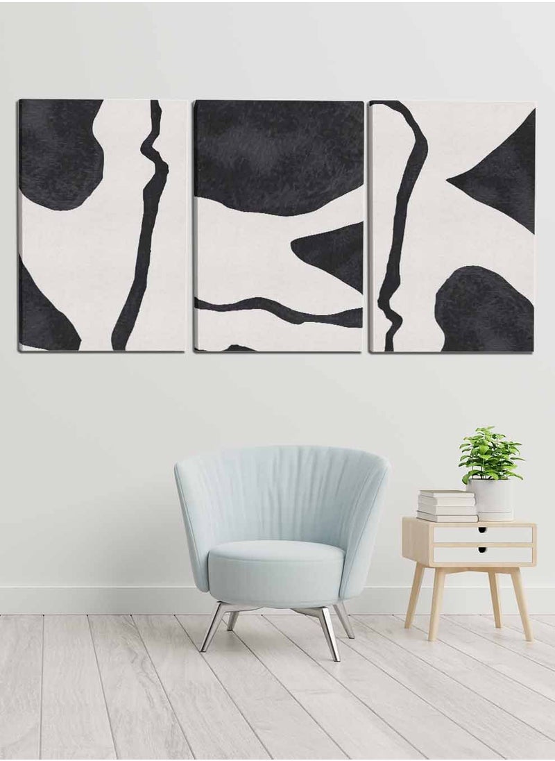 LOWHA Set Of 3 Framed Canvas Wall Arts Stretched Over Wooden Frame, Dark Abstract Paintings, For Home, Living Room, Office Decor  - Image 3