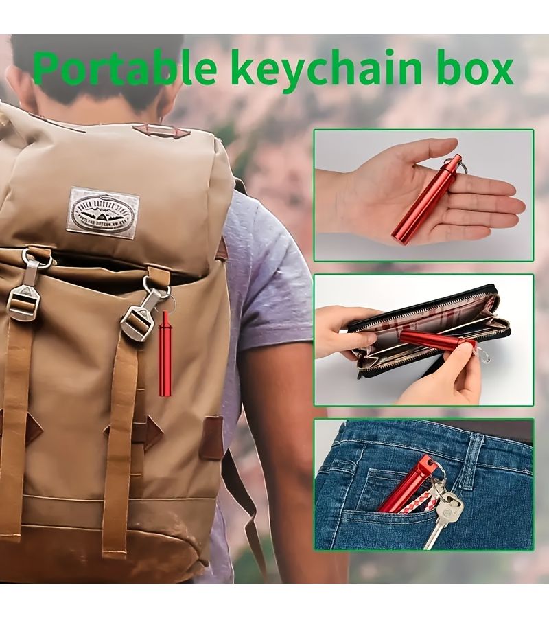 Red Portable Toothpick Box With Hanging Chain For Outdoor Picnics 2pcs - Image 2