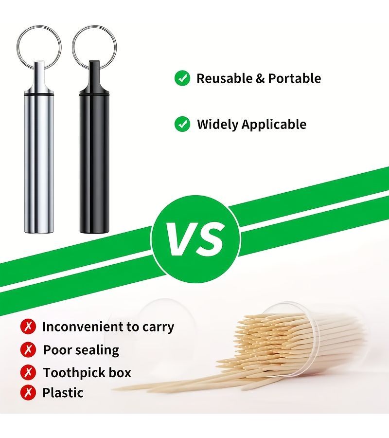 Red Portable Toothpick Box With Hanging Chain For Outdoor Picnics 2pcs - Image 4