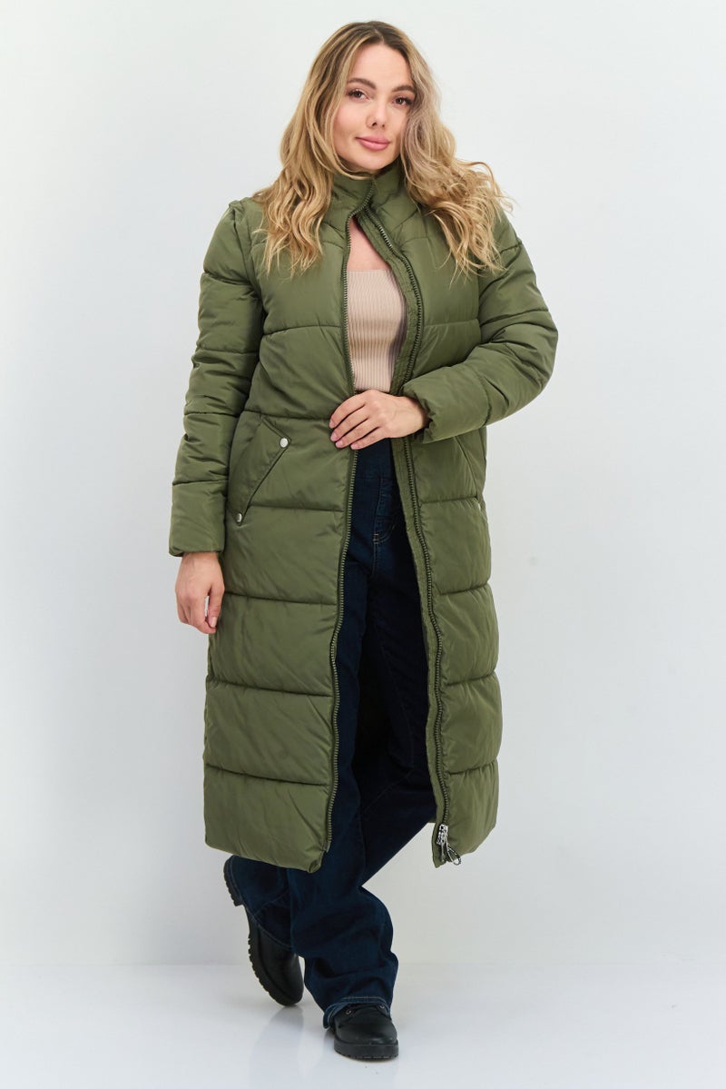 ONLY Women Quilted Puffer Jacket, Olive - Image 1