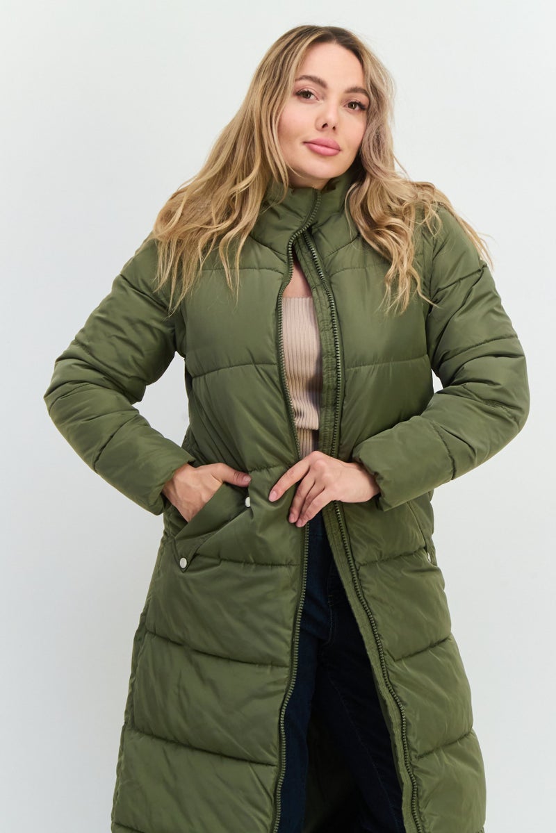ONLY Women Quilted Puffer Jacket, Olive - Image 2
