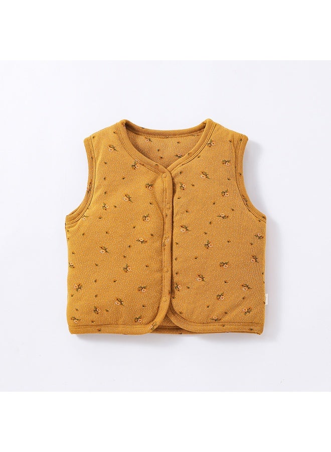 Children's Thickened Printed Vest Men's And Women's Warm Vest Double-layer Quilted Autumn And Winter Vest Newborn Outing Clothes