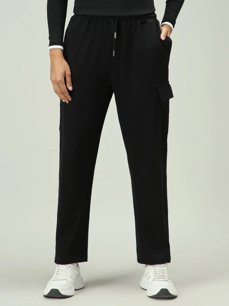 Black Cargo Pocket Wide Leg Sweatpants