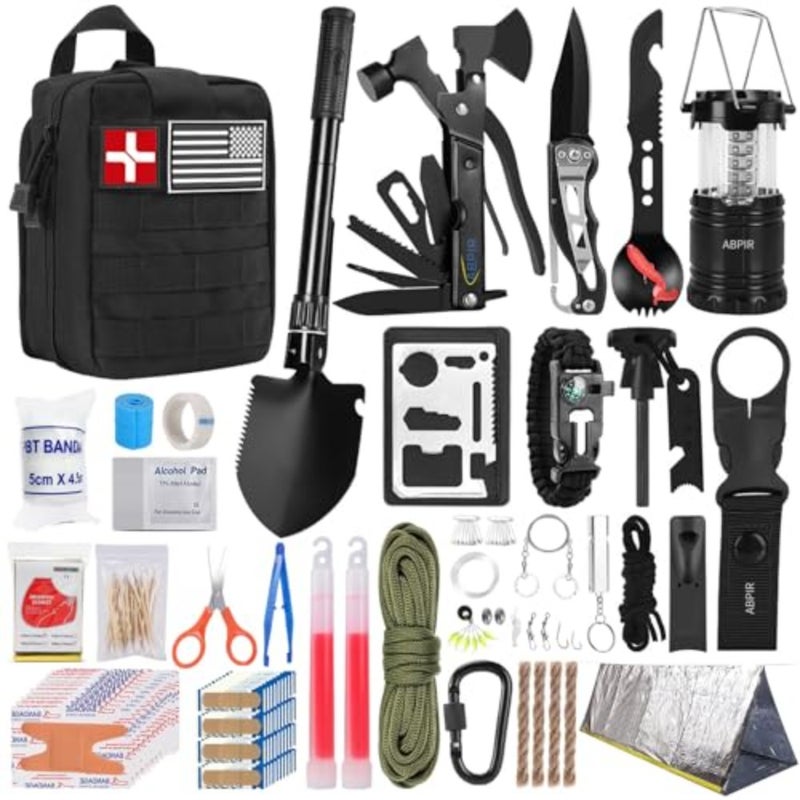 171PCS Survival First Aid Kit with Survival Gear, First Aid Supplies, Emergency Tent, and MOLLE Nylon Bag, Ideal for Car, Travel, Home, Outdoor Adventures, for Men, Christmas, Teens - Image 1