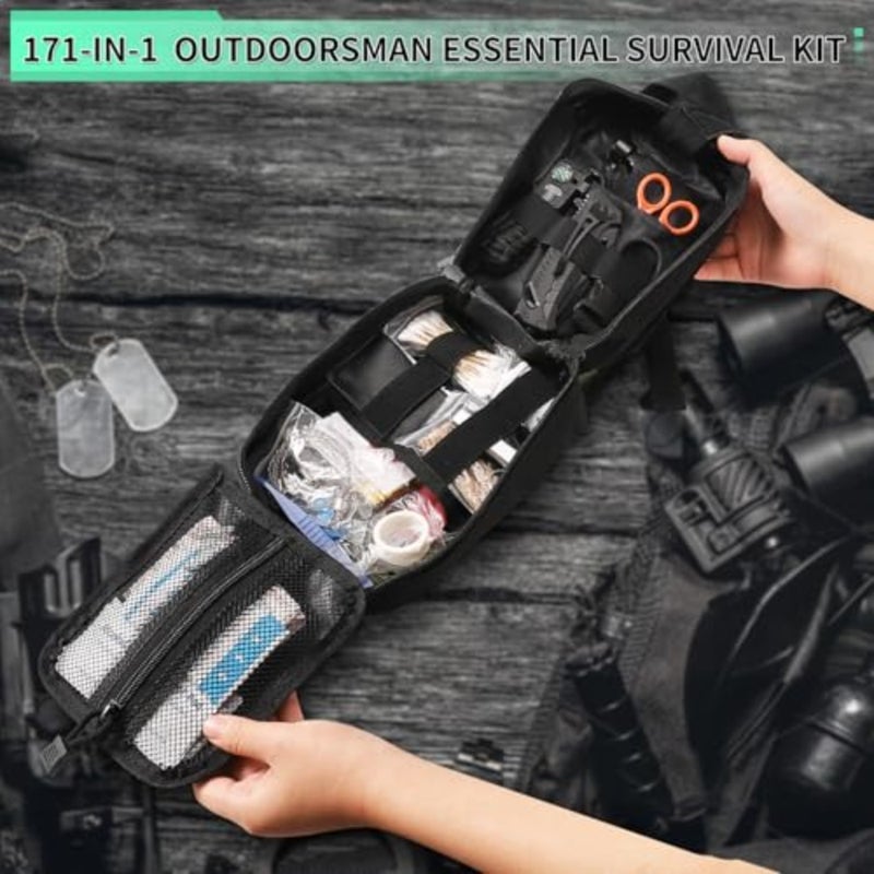 171PCS Survival First Aid Kit with Survival Gear, First Aid Supplies, Emergency Tent, and MOLLE Nylon Bag, Ideal for Car, Travel, Home, Outdoor Adventures, for Men, Christmas, Teens - Image 3