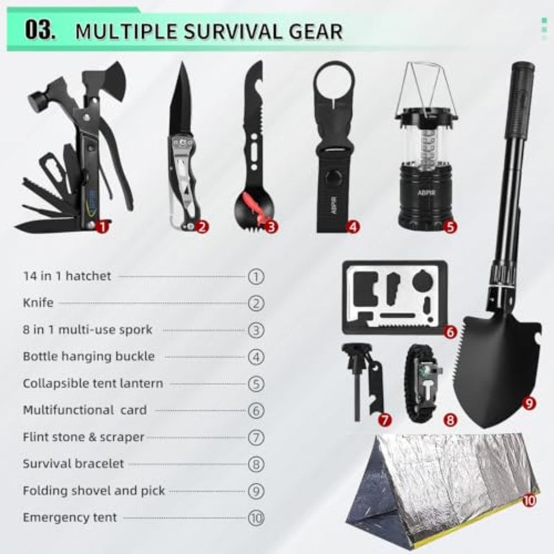 171PCS Survival First Aid Kit with Survival Gear, First Aid Supplies, Emergency Tent, and MOLLE Nylon Bag, Ideal for Car, Travel, Home, Outdoor Adventures, for Men, Christmas, Teens - Image 4