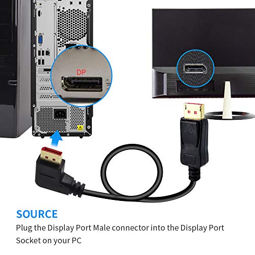 BolAAzuL 90 Degree Displayport 1.4 Adapter Cable, Right Angle Display Port Cable Right Angled 8K/60Hz, 4K/144Hz 6ft/1.8m Male/Male High Speed for SSUPD Meshlicious/Vertical Mounted GPU - Image 5