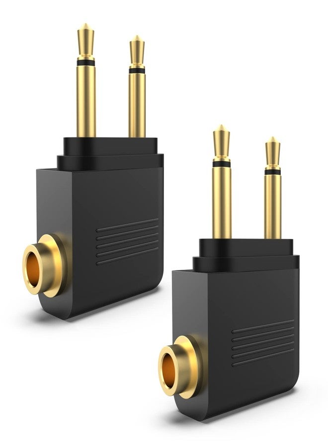 Asobilor Airplane Audio Adapter for Headphones - Dual 3.5mm Male to 3.5 Female Airplane Headphone Adapter Compatible with Sony/Bose Headphones (2 Pack)