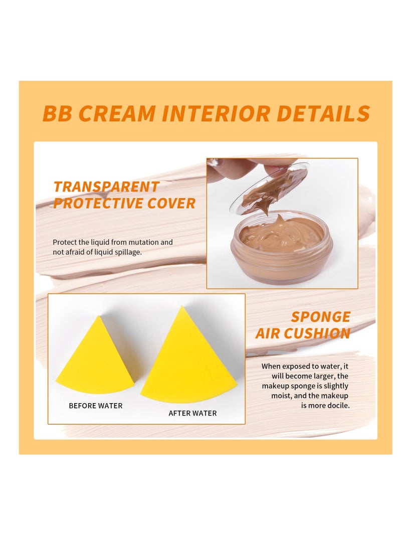 Hydrating BB Cream, Illuminating Tinted Moisturizer BB Cream, Smooth & Lightweight Concealer, Full Coverage Foundation Cream, Even Skin Tone Color Correcting Cream with Cheese Puff