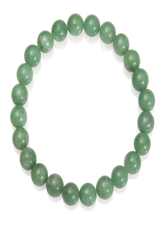 Belacqua Natural Green Jade Good Fortune Stretch Bracelet for Women, 8mm Round Gemstones, Length - 7.5 Inches | Jewelry for Her | Gift Box Included - Image 1