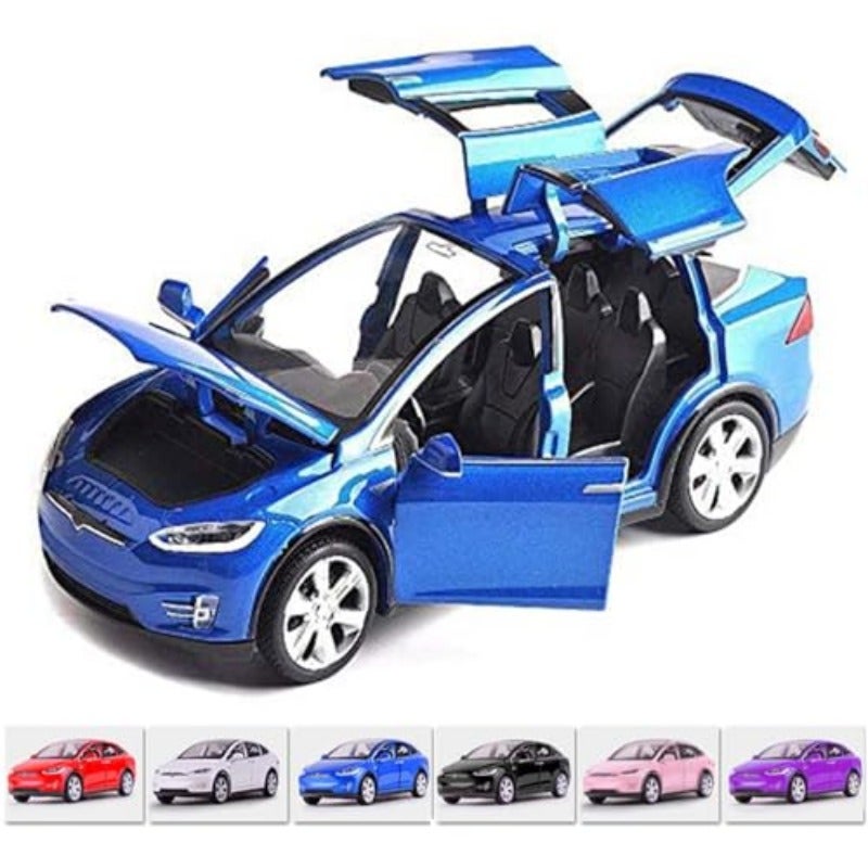 1:32 Scale Car Model X90 Tesla Alloy 1 32 Diecast Model Car w Sound Light Pull Back Model Car Toy Cars Toys Collection Blue - Image 1