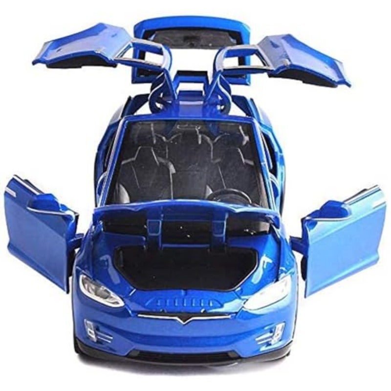 1:32 Scale Car Model X90 Tesla Alloy 1 32 Diecast Model Car w Sound Light Pull Back Model Car Toy Cars Toys Collection Blue - Image 5