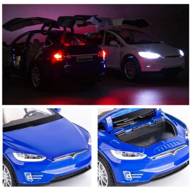 1:32 Scale Car Model X90 Tesla Alloy 1 32 Diecast Model Car w Sound Light Pull Back Model Car Toy Cars Toys Collection Blue - Image 4