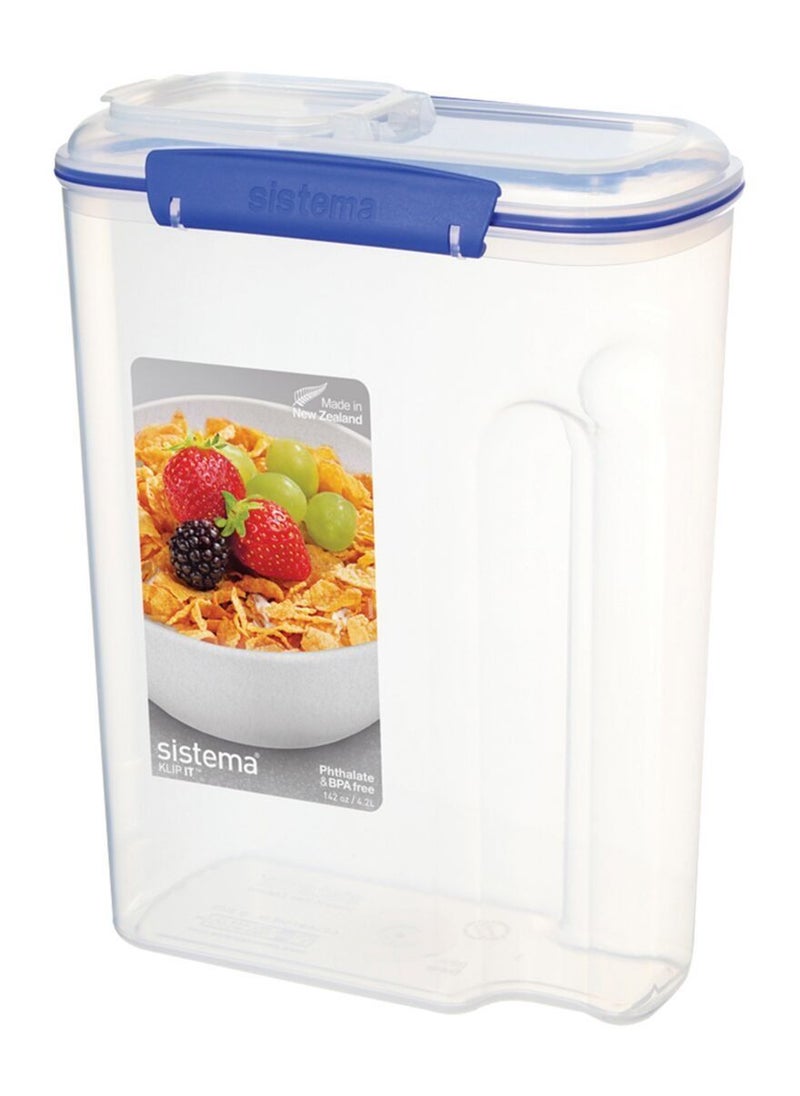 sistema - Sistema Cereal Klip It Container White And Blue 4.2 Liter - Image 1
