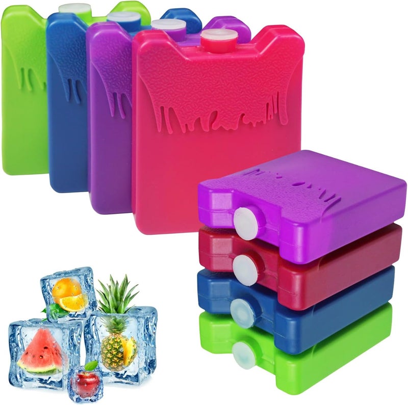WORLD-BIO Reusable Ice Packs for Lunch Box & Cooler Bags, Long-Lasting Multicolored Cold Blocks for Extreme Heat, Camping, School, BPA-Free Cooling Accessories - Image 1