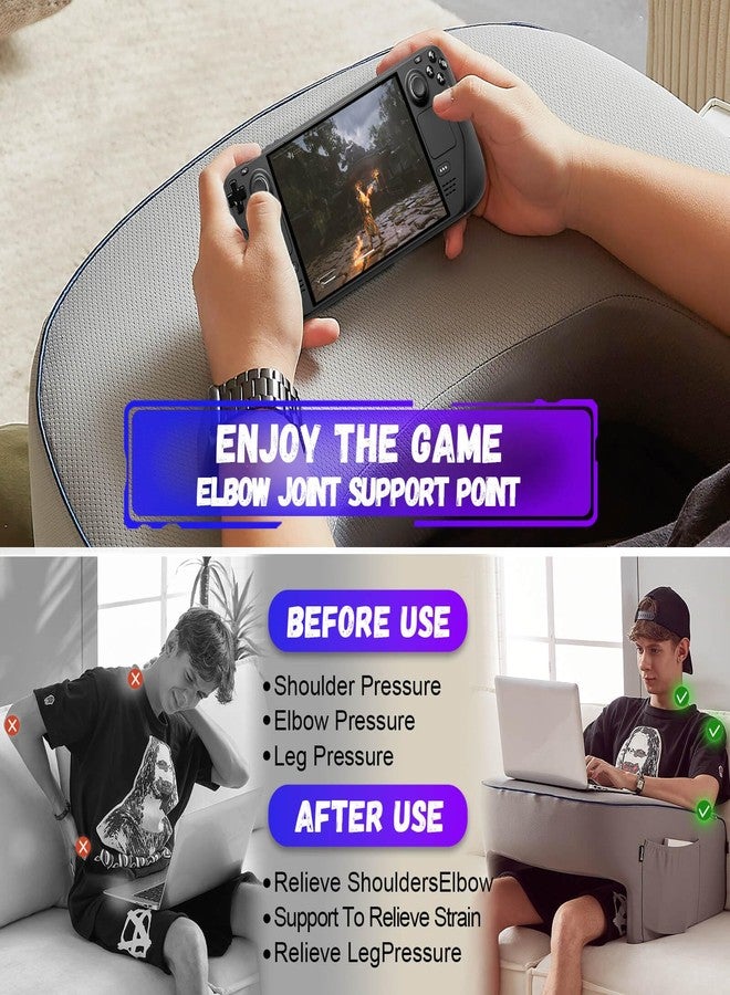 cooloo8 Reading Pillow for Gaming, Extra Large Laptop Pillow for Adult, Memory Foam Lap Desk Gaming Pillow for Reading, Working, Playing Steam Deck Switch or Sitting in Bed Floor Sofa(Grey) - Image 4