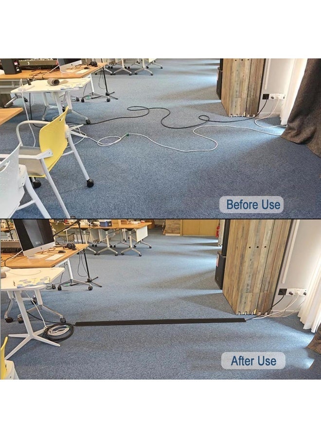BIGTHREE Floor Cable Protectors, Floor Cable Protector Pads, Velcro Cable Protector, Simple and Beautiful, Used to Protect The Cable and Prevent Tripping Over The Cords (Black). - Image 4