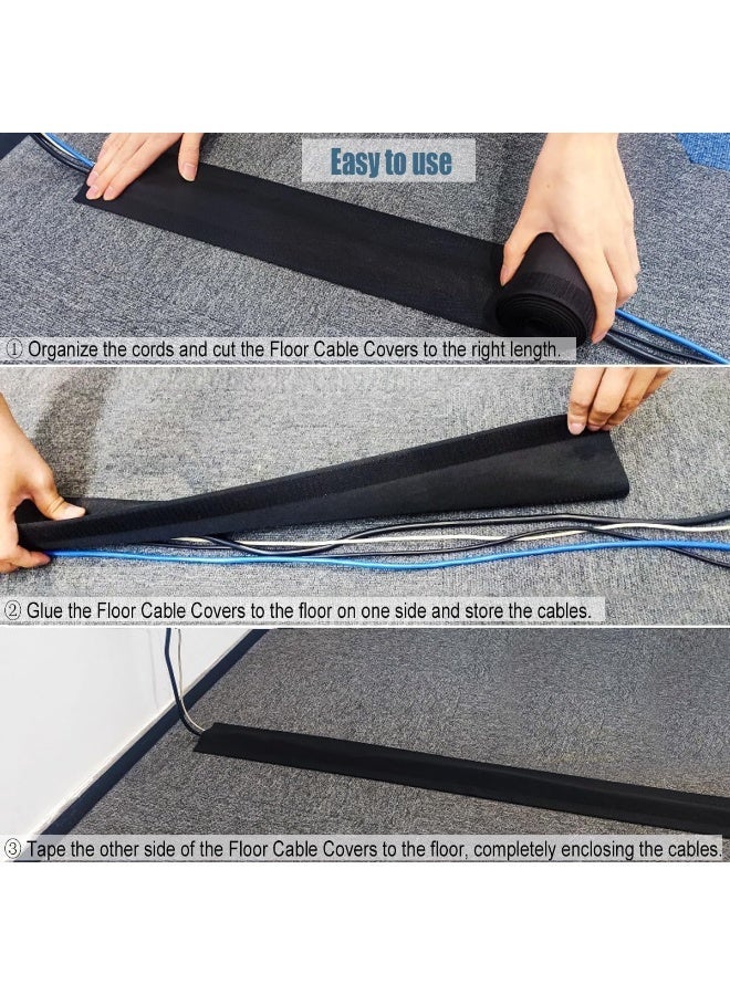 BIGTHREE Floor Cable Protectors, Floor Cable Protector Pads, Velcro Cable Protector, Simple and Beautiful, Used to Protect The Cable and Prevent Tripping Over The Cords (Black). - Image 5
